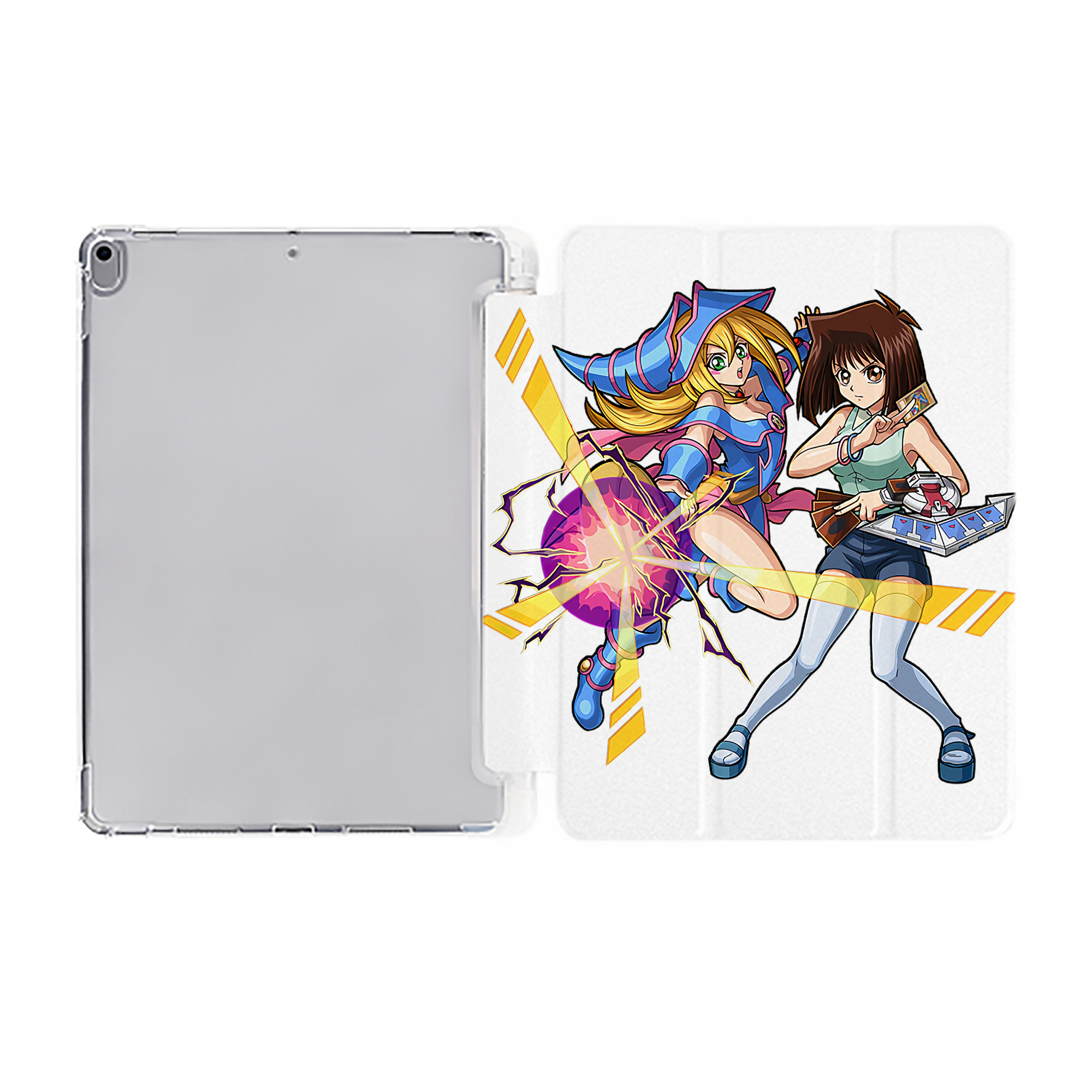 （画像用） 遊☆戯☆王 Yu-Gi-Oh! IPad ケース ペン収納付き 三つ折りスタンド PUレザー×シリコン 対応機種9.5/10.5/10.9インチ